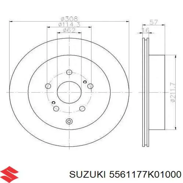 Disco de freno trasero Suzuki 5561177K01000 precio, desde 48,16 EUR