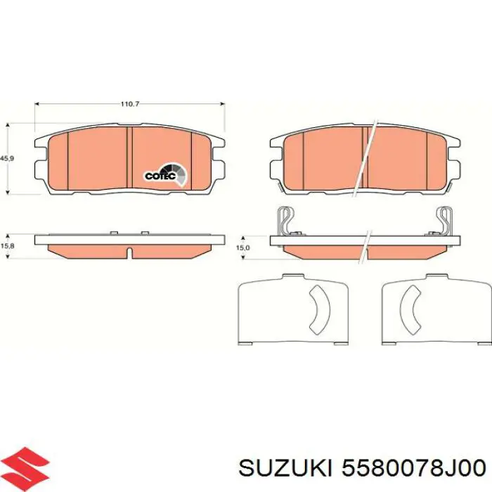 Pastillas de freno traseras 5580078J00 Suzuki