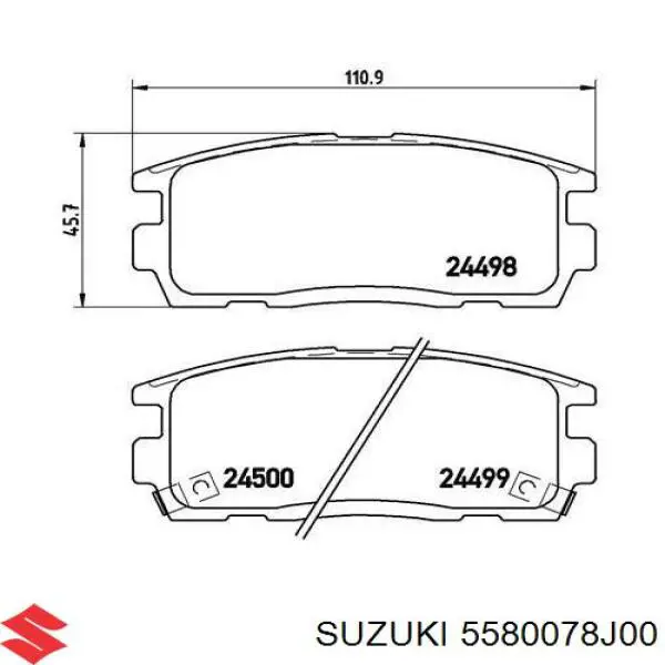 5580078J00 Suzuki Pastillas freno traseras
