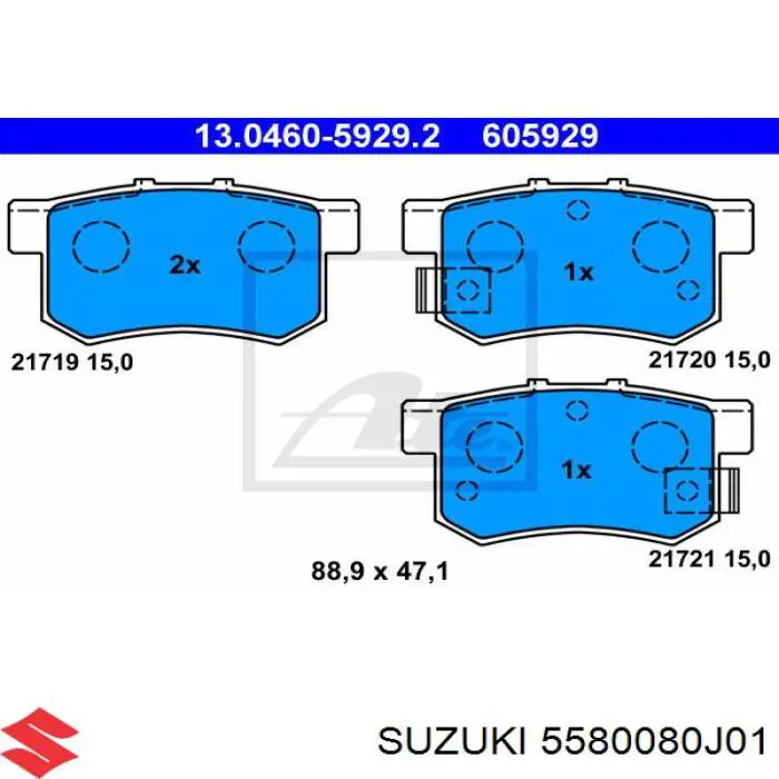 Pastillas traseras de freno Suzuki 5580080J01 precio, desde 19,13 EUR