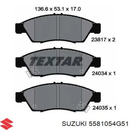 5581054G51 Suzuki pastillas de freno delanteras