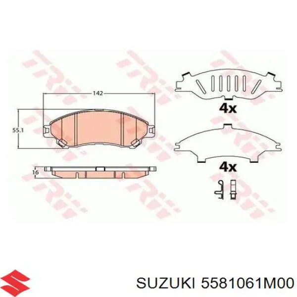 5581061M00 Suzuki pastillas de freno delanteras