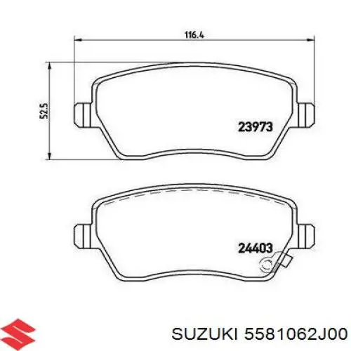 5581062J00 Suzuki Pastillas delanteras
