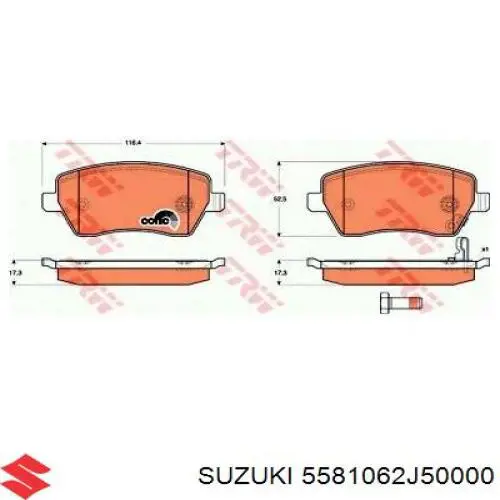 Pastillas de freno 5581062J50000 Suzuki