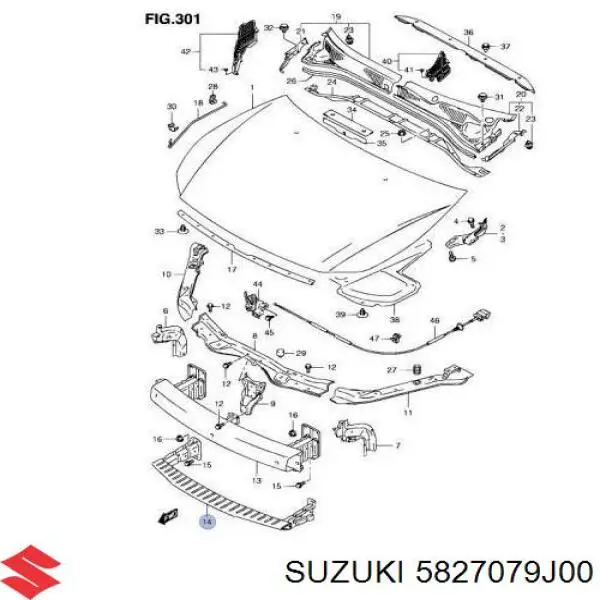 5827079J00 Suzuki refuerzo parachoque delantero