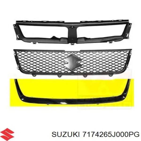 7174265J000PG Suzuki moldura de rejilla de radiador inferior