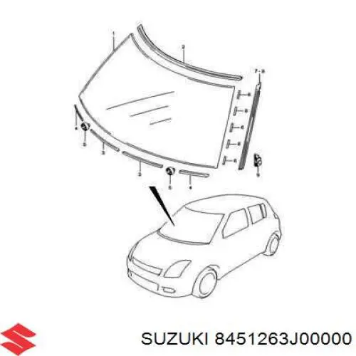 8451263J00 Suzuki Moldura superior del parabrisas