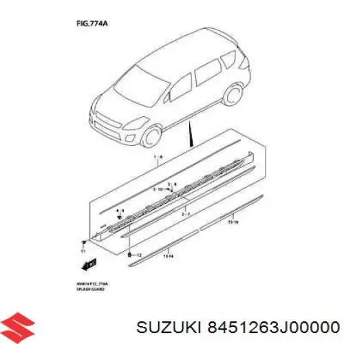 Moldura superior del parabrisas Suzuki 8451263J00 precio, desde 10,59 EUR