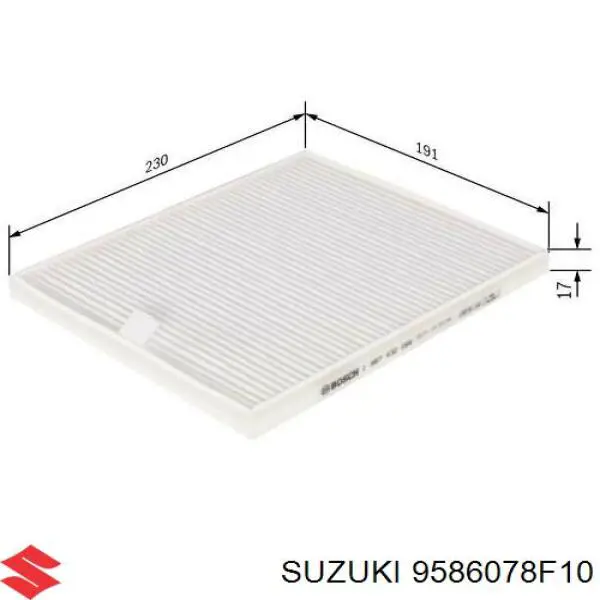 Filtro de habitáculo 9586078F10 Suzuki