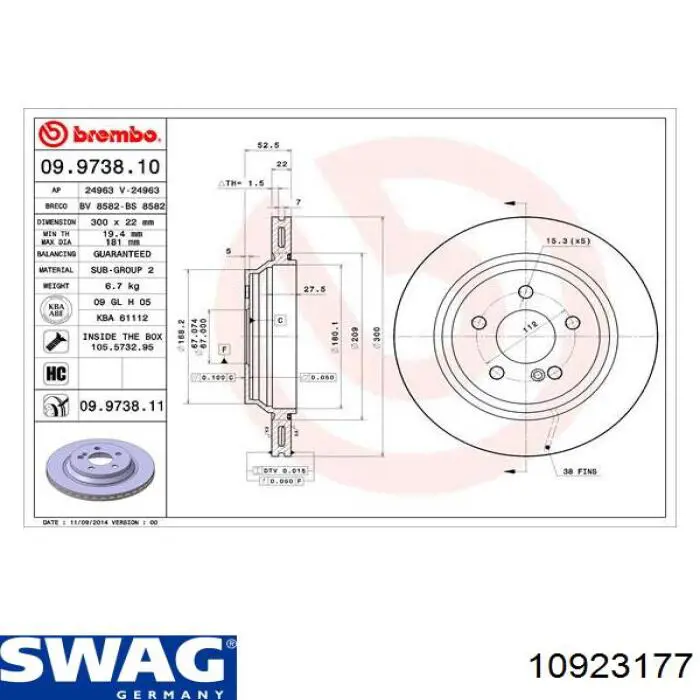 10923177 Swag disco de freno trasero