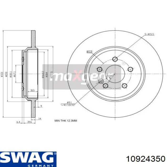 10 92 4350 Swag disco de freno trasero