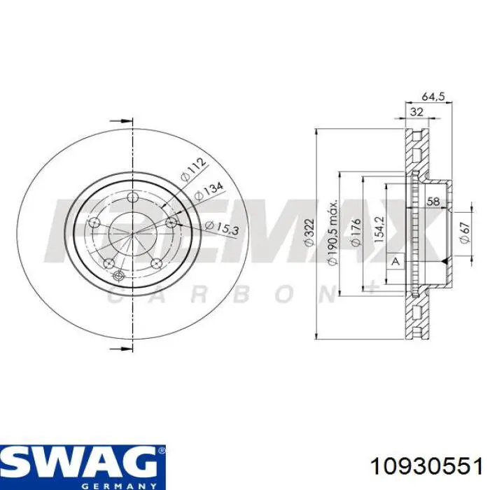 10 93 0551 Swag disco de freno delantero