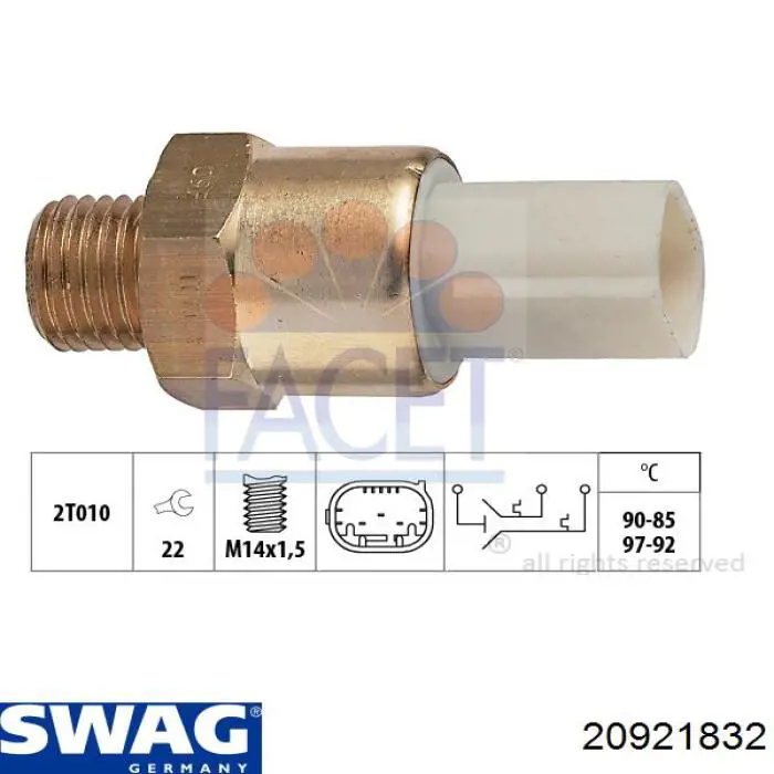 20921832 Swag sensor, temperatura del refrigerante (encendido el ventilador del radiador)