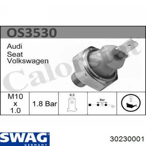 Sensor de presión de aceite 30230001 Swag