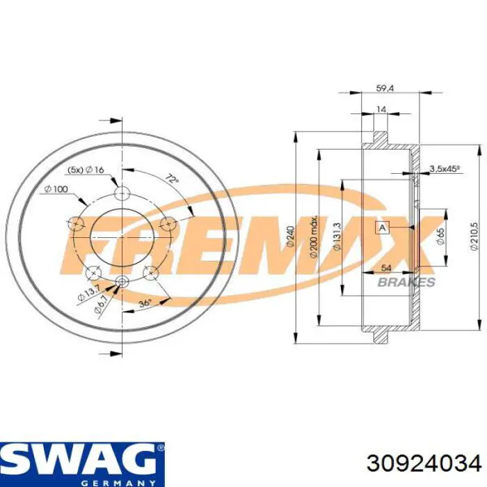 Tambor de freno trasero Swag 30924034 precio, desde 35,47 EUR