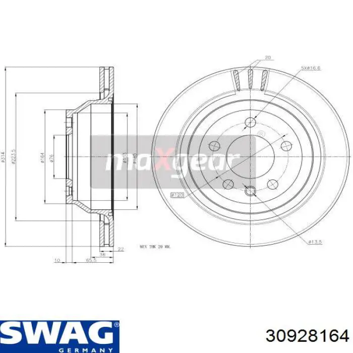 30928164 Swag disco de freno trasero