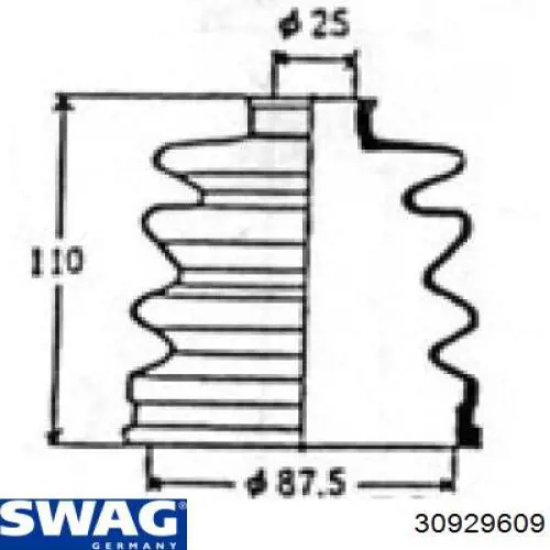 Fuelle exterior del eje de transmisión trasero 30929609 Swag