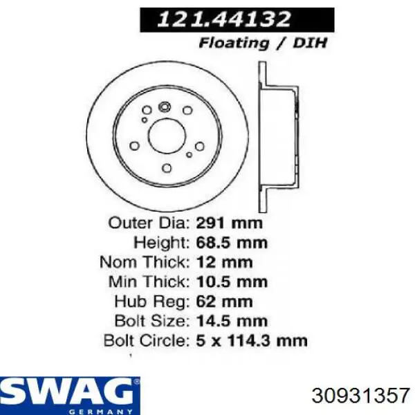 Buje de barra estabilizadora delantera 30931357 Swag