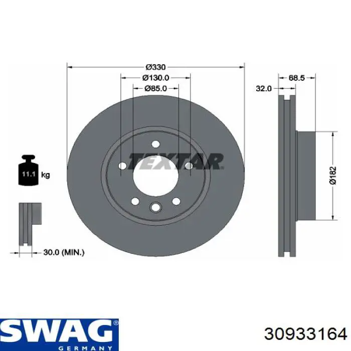 30933164 Swag disco de freno delantero