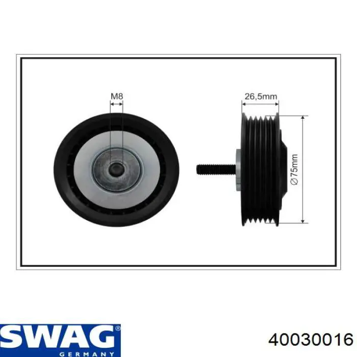 40030016 Swag polea inversión / guía, correa poli v