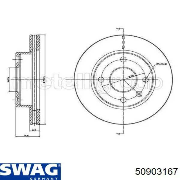 Freno de disco delantero Ford Escort 4 GAF, AWF, ABFT
