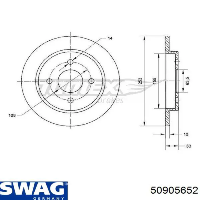 Disco de freno trasero Ford Sierra 1 GBC