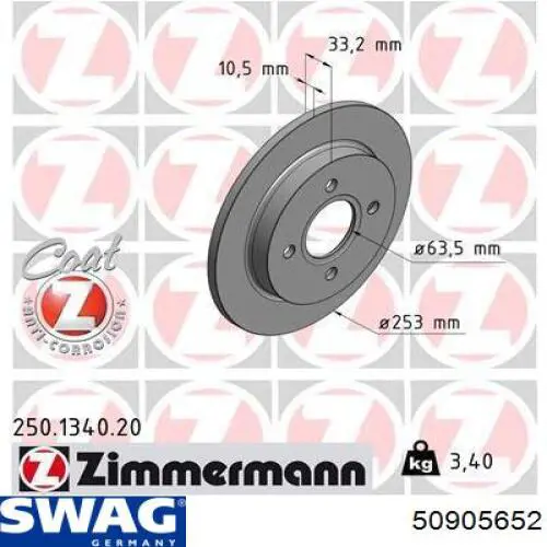 Disco de freno trasero Ford Sierra 1 GBC