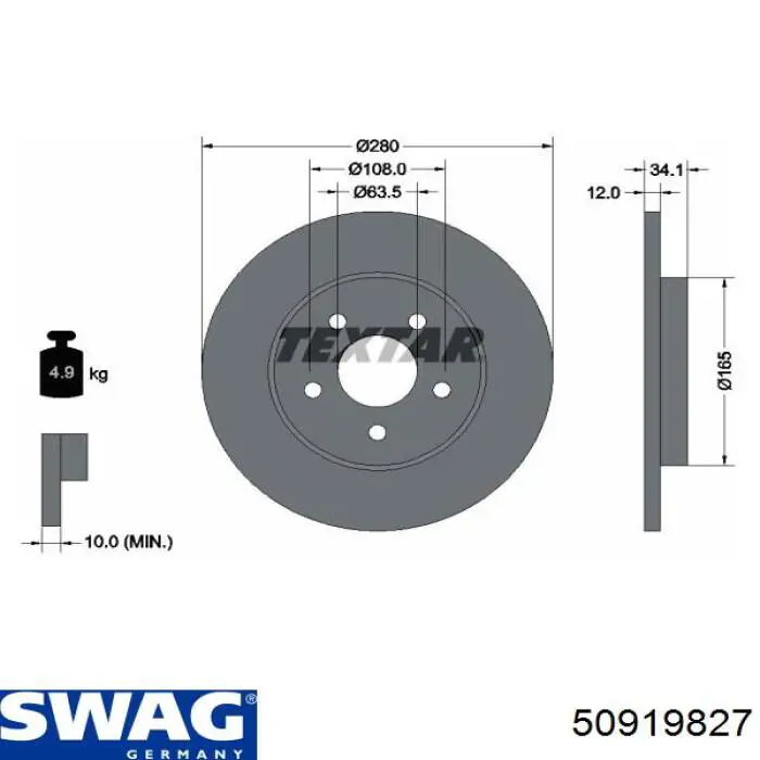 Disco de freno trasero Jaguar X-type CF1