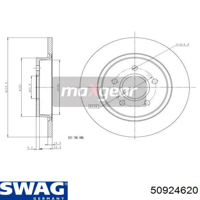 Disco de freno trasero Volvo V40 525, 526