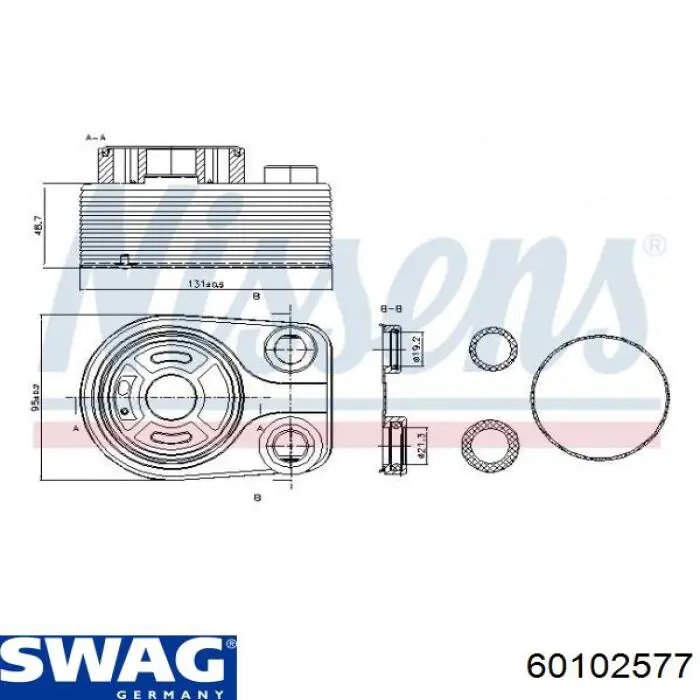 Radiador de aceite debajo del filtro Swag 60102577 precio, desde 32,59 EUR