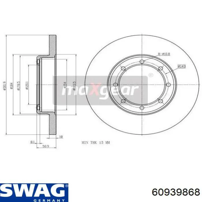 60939868 Swag disco de freno trasero