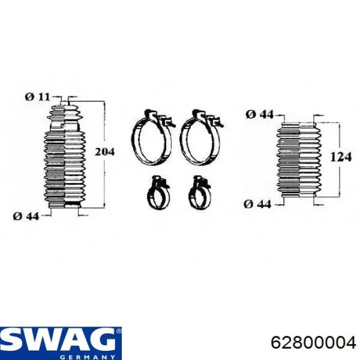 Guardapolvo de dirección derecho (cremallera) Swag 62800004 precio, desde 8,45 EUR