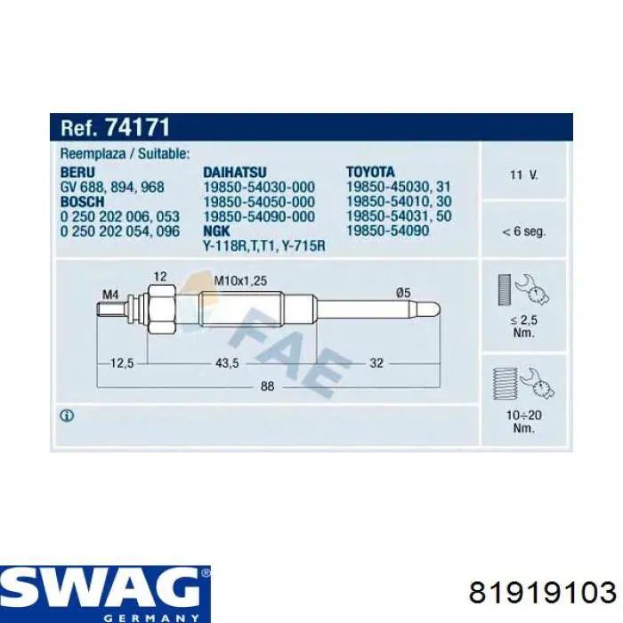 Comprar 81919103 Swag Calentadores diésel