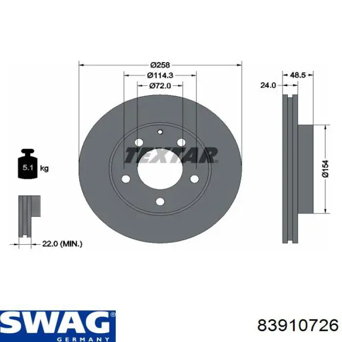 Comprar 83910726 Swag Freno de disco delantero