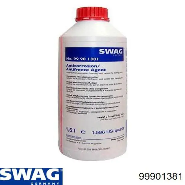 Líquido anticongelante Swag ANTIFREEZE -40°C 1.5L Rojo (99901381)