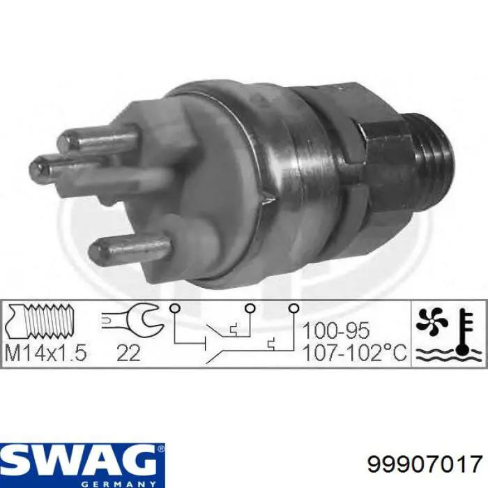 99907017 Swag sensor, temperatura del refrigerante (encendido el ventilador del radiador)