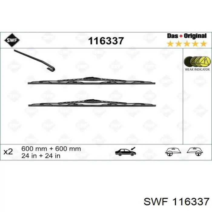 116337 SWF limpiaparabrisas de luna delantera conductor