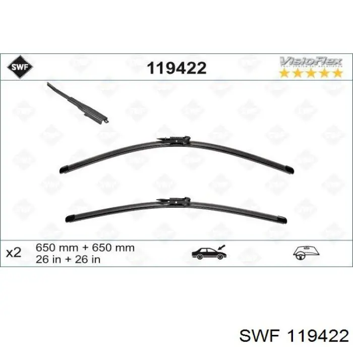 Juego de limpiaparabrisas de luna delantera, 2 piezas Audi Q7 4LB