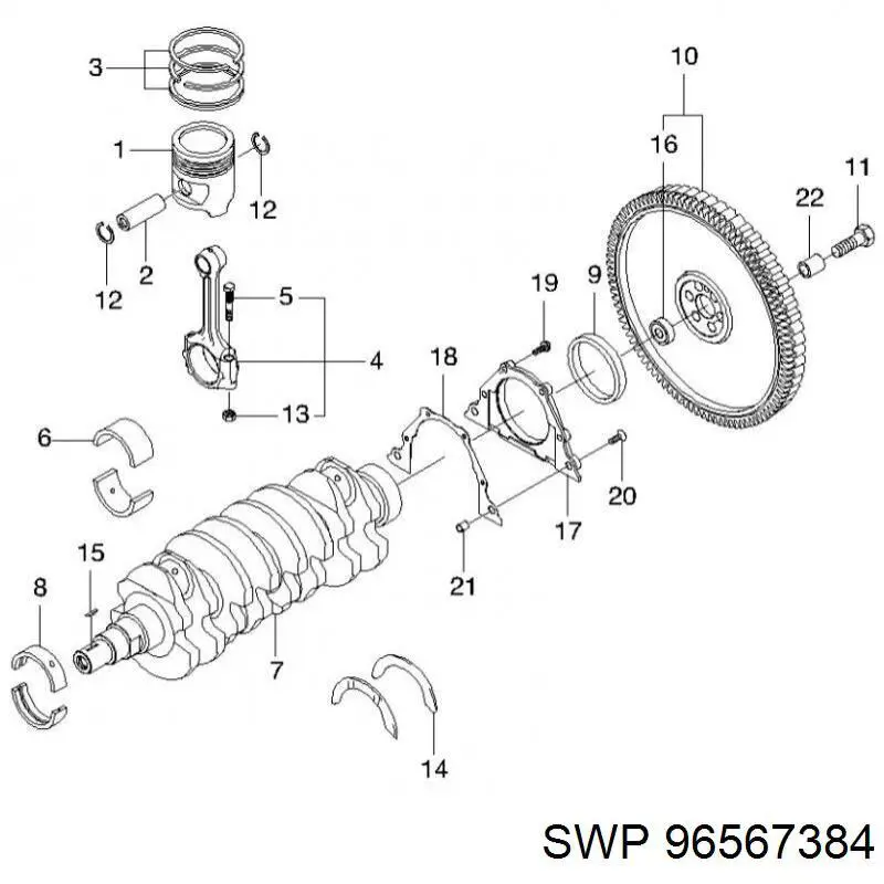 Pistón completo para 1 cilindro, cota de reparación + 0,50 mm para Chevrolet Spark (Matiz) (M300)