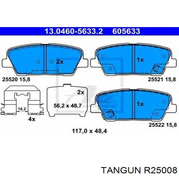 R25008 Tangun pastillas de freno traseras