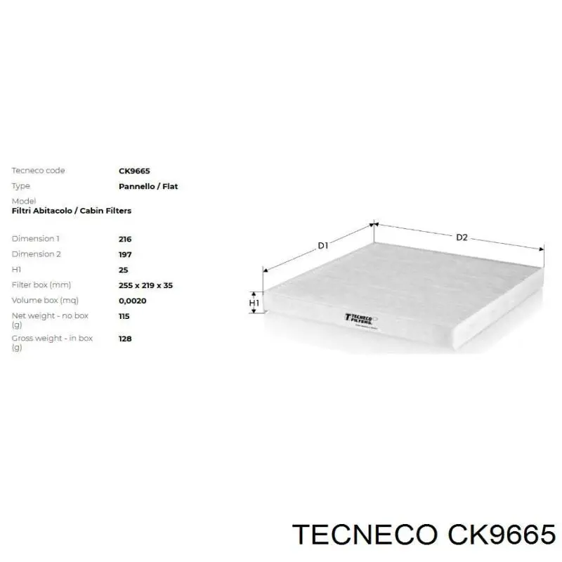 CK9665 Tecneco filtro de habitáculo