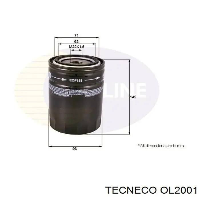 OL2001 Tecneco filtro de aceite