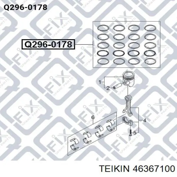 46367100 Teikin juego de piston para motor, 4ta reparación (+1.00)