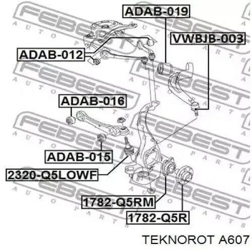 A-607 Teknorot barra oscilante, suspensión de ruedas delantera, inferior izquierda