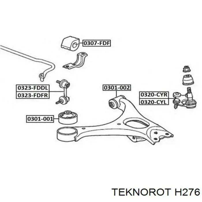 H276 Teknorot barra estabilizadora delantera derecha