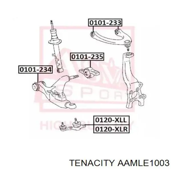 AAMLE1003 Tenacity Silentblock de brazo de suspensión delantero inferior
