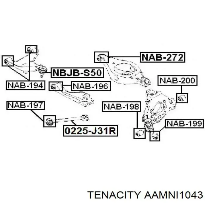 Buje delantero del brazo longitudinal trasero Tenacity AAMNI1043 precio, desde 8,45 EUR