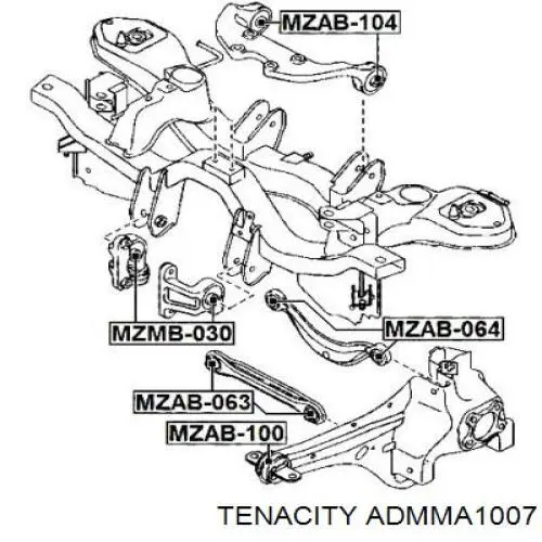 ADMMA1007 Tenacity silentblock,suspensión, cuerpo del eje trasero, trasero