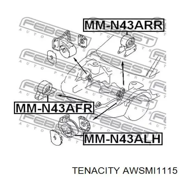 MB948000 Mitsubishi soporte, motor izquierdo, delantero