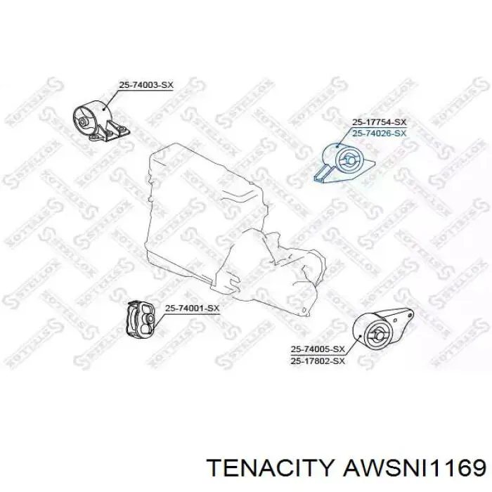 AWSNI1169 Tenacity soporte de motor trasero